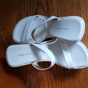 Nine West White Wedge Sandals 4" Heel